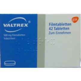 Изображение препарта из Германии: Валтрекс Valtrex 500 мг/42 таблеток