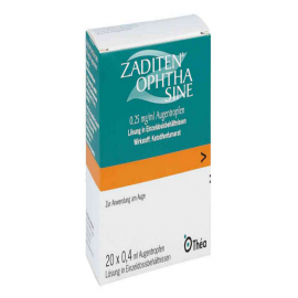 Изображение препарта из Германии: Задитен ZADITEN Ophtha 0,25 mg/ml - 50 Шт